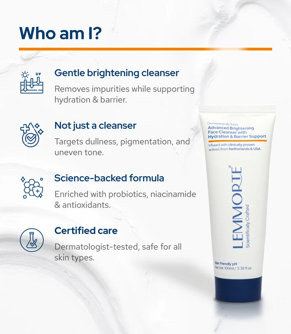 Lemmorte® Advanced Brightening Face Cleanser with Hydration & Barrier Support